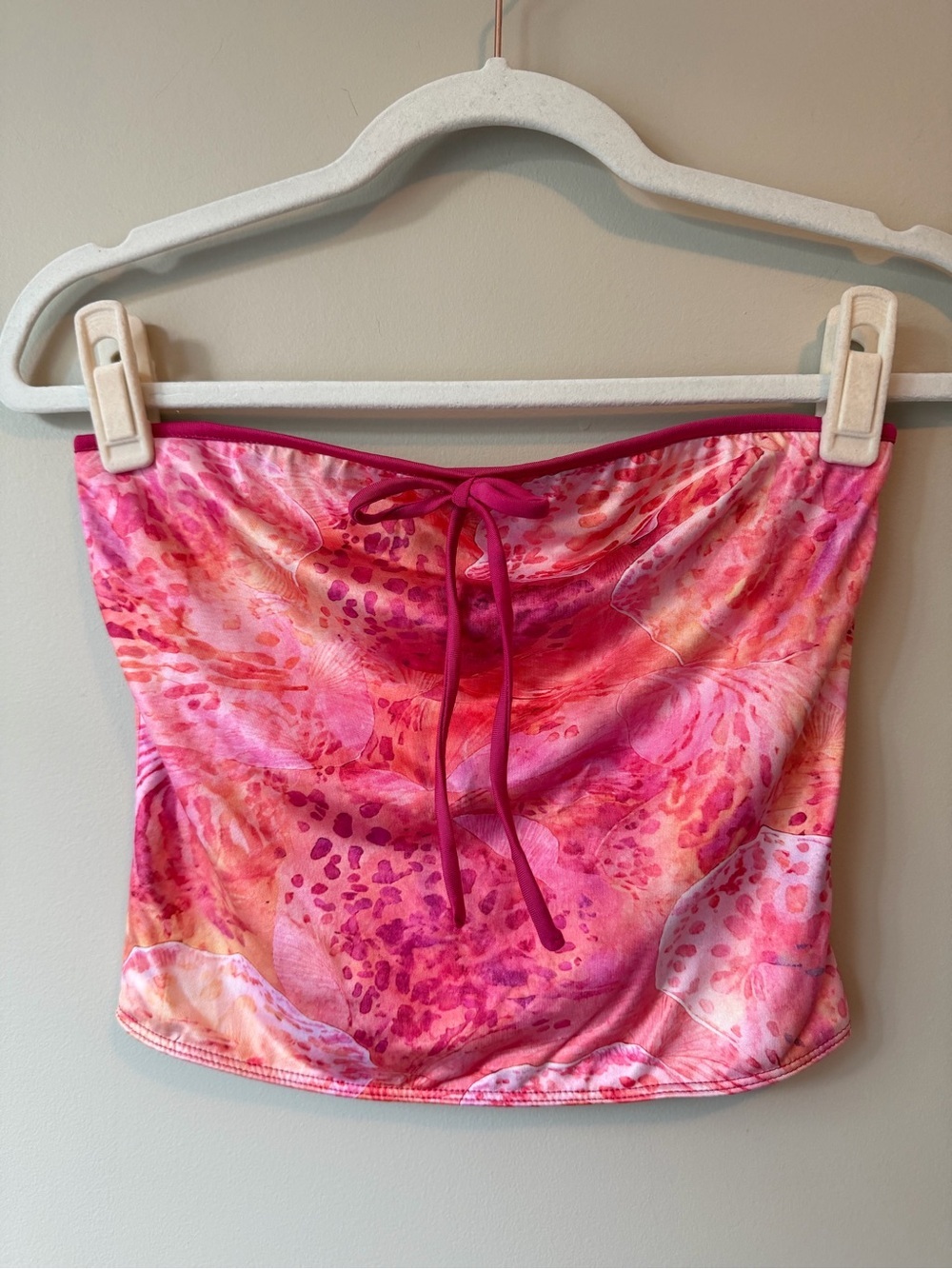 Peppermayo Pink Floral Strapless Tube Top Sz S Bandeau Tie Front VGUC
